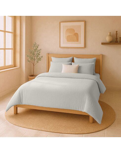 Housse de Couette 100% Gaze de Coton Lavé gris glacier