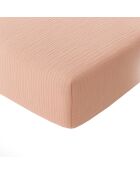 Drap Housse 100% Gaze de Coton Lavé - Bonnet 30 cm  rose lotus