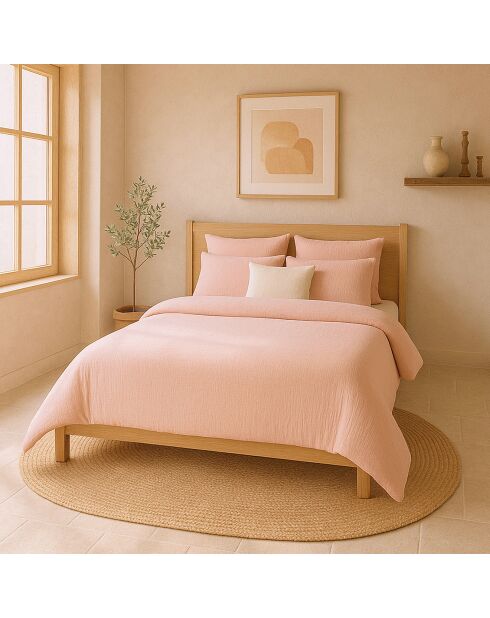 Housse de Couette 100% Gaze de Coton Lavé rose lotus