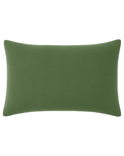 Taie D'oreiller 100% Gaze de Coton Lavé vert cèdre