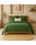 Drap Housse 100% Gaze de Coton Lavé - Bonnet 30 cm  vert cèdre