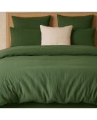 Drap Housse 100% Gaze de Coton Lavé - Bonnet 30 cm  vert cèdre