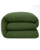 Housse de Couette 100% Gaze de Coton Lavé vert cèdre