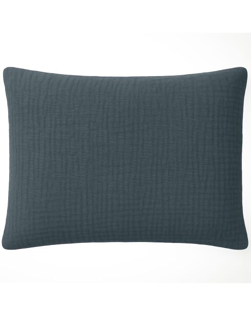 Taie D'oreiller 100% Gaze de Coton Lavé bleu petrole