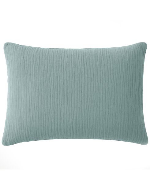 Taie D'oreiller 100% Gaze de Coton Lavé bleu givrée