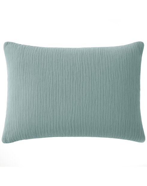 Taie D'oreiller 100% Gaze de Coton Lavé bleu givrée