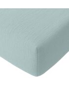 Drap Housse 100% Gaze de Coton Lavé - Bonnet 30 cm  bleu givrée