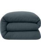Housse de Couette 100% Gaze de Coton Lavé bleu petrole