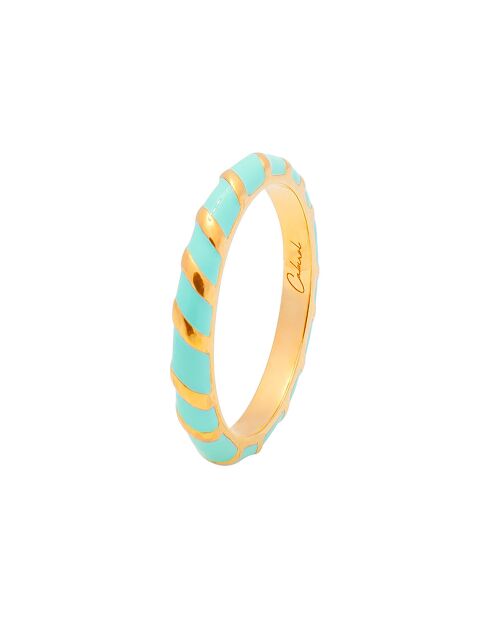 Anneau Aimée en plaqué Or laqué turquoise