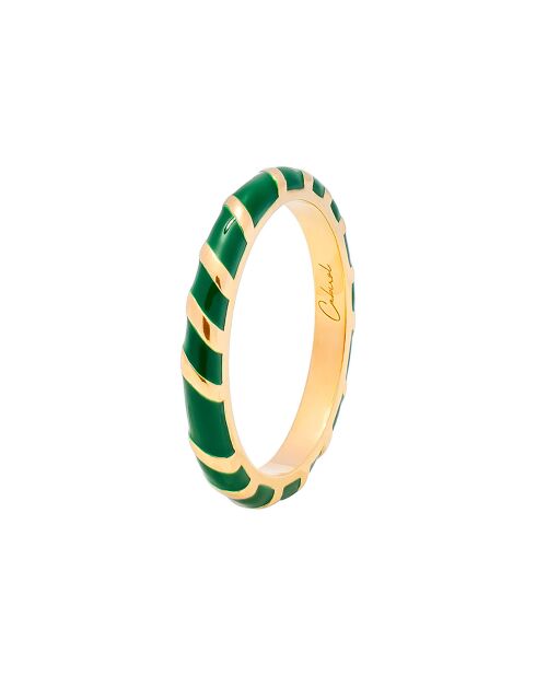 Anneau Aimée en plaqué Or laqué vert émeraude