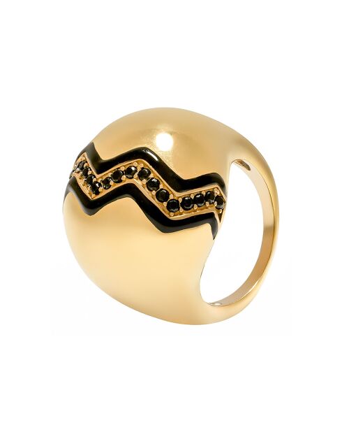 Bague boule Wave en plaqué Or laquée noire