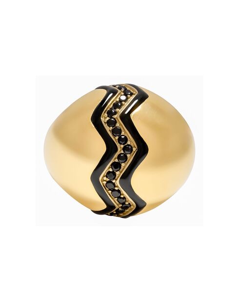 Bague boule Wave en plaqué Or laquée noire