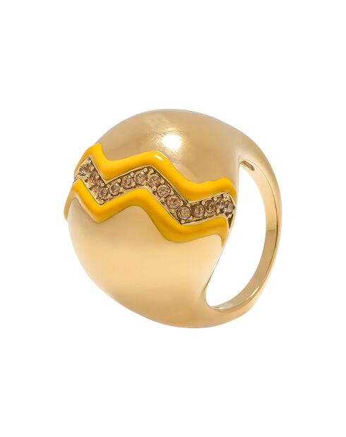 Bague boule Wave en plaqué Or laquée ocre