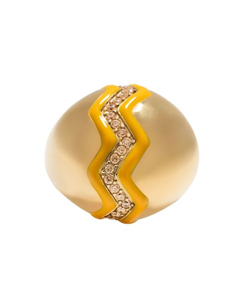 Bague boule Wave en plaqué Or laquée ocre