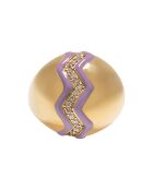Bague boule Wave en plaqué Or laquée parme