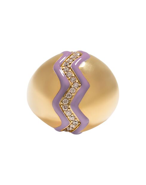 Bague boule Wave en plaqué Or laquée parme