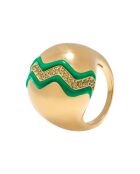 Bague boule Wave en plaqué Or laquée forêt
