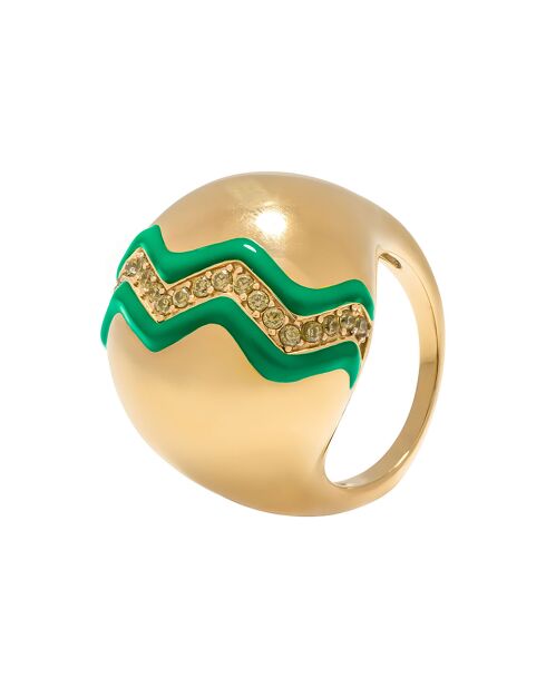 Bague boule Wave en plaqué Or laquée forêt