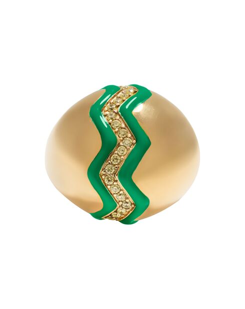 Bague boule Wave en plaqué Or laquée forêt