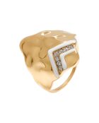 Bague Wave en plaqué Or laquée blanche