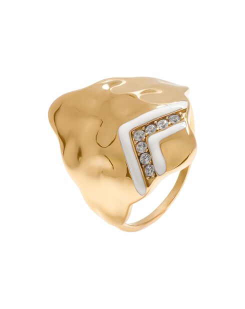 Bague Wave en plaqué Or laquée blanche