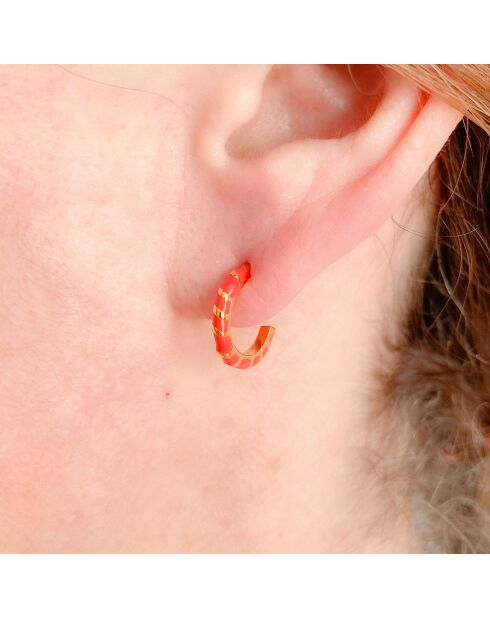 Créoles Aimée en plaqué Or laquées rouge impérial