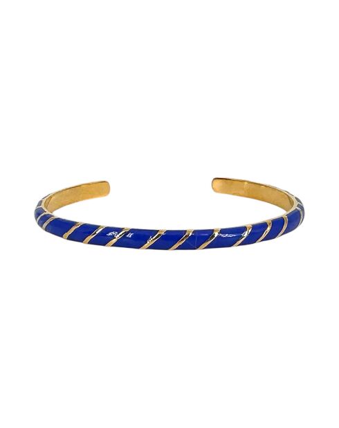 Jonc Aimée en plaqué Or laqué bleu