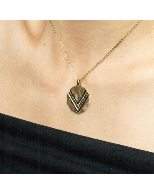 Collier Wave en plaqué Or laqué noir