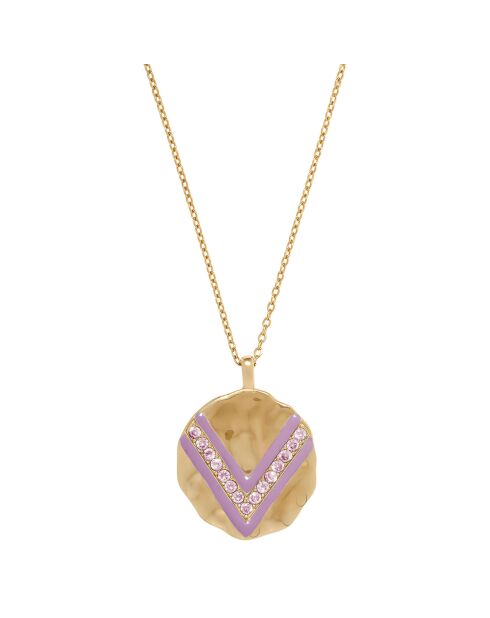 Collier Wave en plaqué Or laqué parme