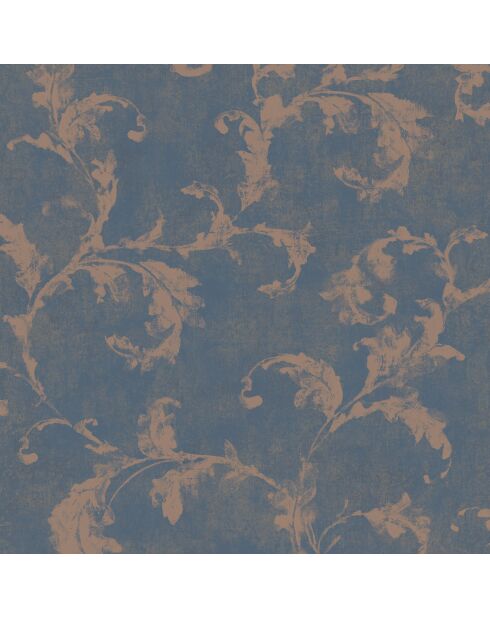 Papier peint Prague Arabesques Bleu Ancre - 53x1005 cm