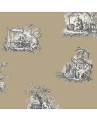 Papier peint Fontainebleau Chinoiserie Noir/Doré - 53x1005 cm