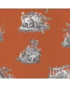 Papier peint Fontainebleau Chinoiserie Noir/Orange - 53x1005 cm