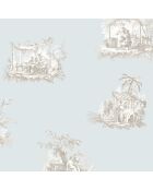 Papier peint Fontainebleau Chinoiserie Bleu Doux - 53x1005 cm