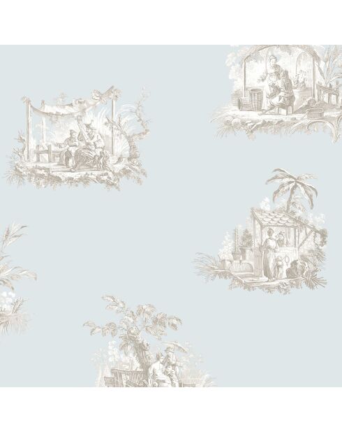 Papier peint Fontainebleau Chinoiserie Bleu Doux - 53x1005 cm