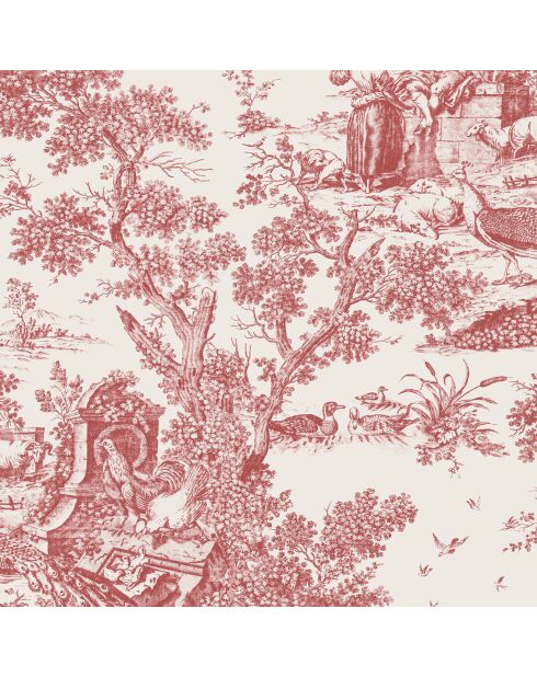 Papier peint Fontainebleau Paon Rouge - 53x1005 cm