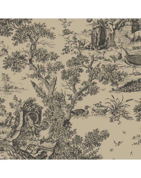 Papier peint Fontainebleau Paon Noir - 53x1005 cm