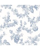 Papier peint Fontainebleau Fleur Gravure Bleu Porcelaine - 53x1005 cm