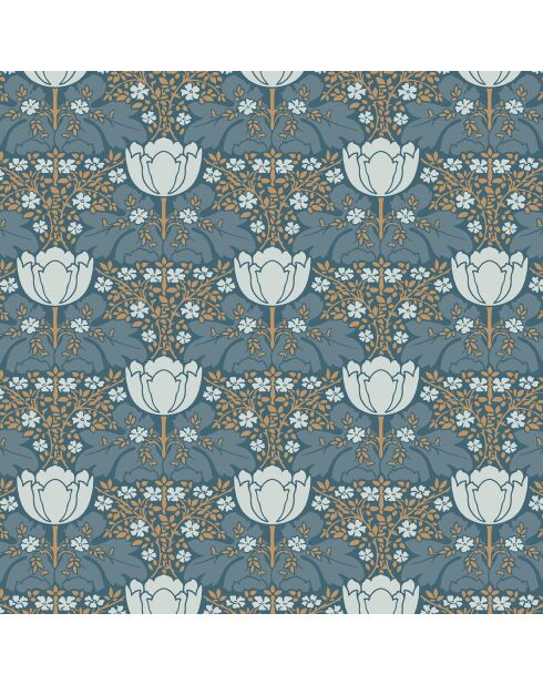 Papier peint Belle Epoque Fox Trot Bleu Canard - 53x1005 cm