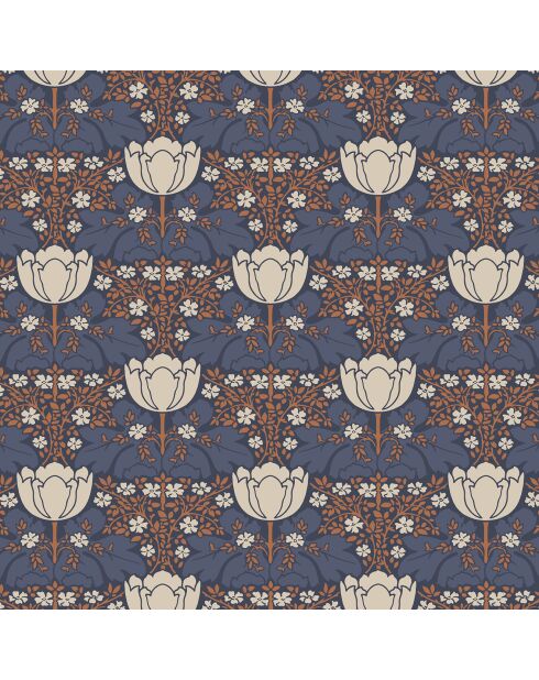 Papier peint Belle Epoque Fox Trot Bleu - 53x1005 cm
