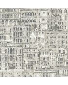Papier peint Montsegur Edifice Blanc/Noir - 53x1005 cm