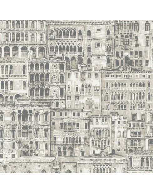 Papier peint Montsegur Edifice Blanc/Noir - 53x1005 cm