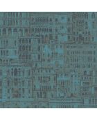 Papier peint Montsegur Edifice Bleu Paon - 53x1005 cm