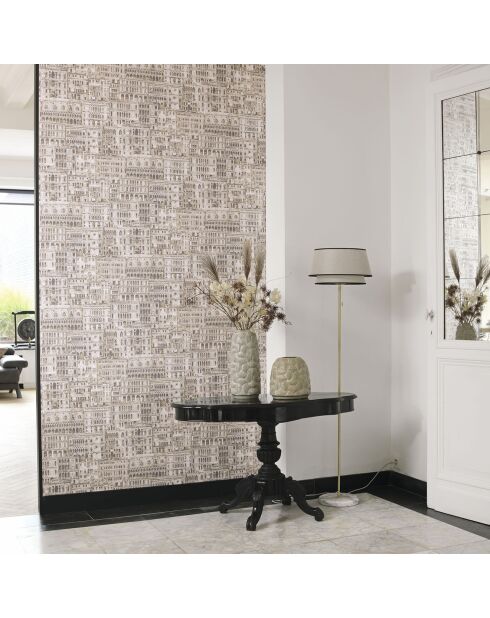 Papier peint Montsegur Edifice Blanc/Noir - 53x1005 cm