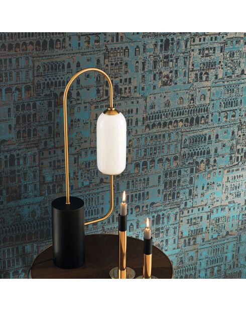 Papier peint Montsegur Edifice Bleu Paon - 53x1005 cm