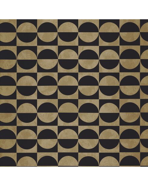 Zwart/gouden cirkels behang - 70x1005 cm