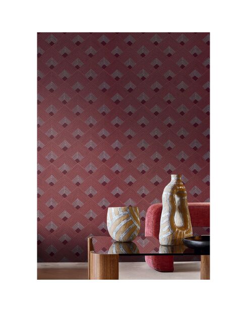 Papier peint Ondes Bordeaux - 70x1005 cm
