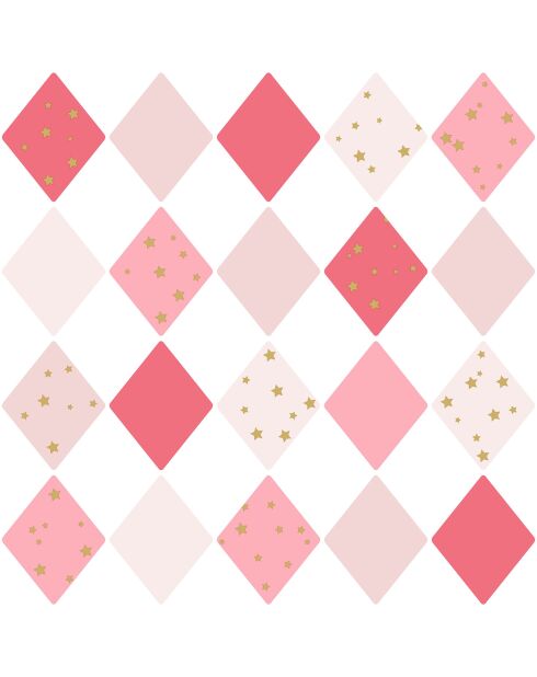 Papier peint Shine Bright Like A Diamond Rose Doux/Rose Fushia/Doré - 53x1005 cm