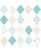 Papier peint Shine Bright Like A Diamond Bleu Ciel/Beige/Doré - 53x1005 cm
