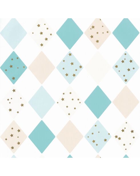 Papier peint Shine Bright Like A Diamond Bleu Ciel/Beige/Doré - 53x1005 cm
