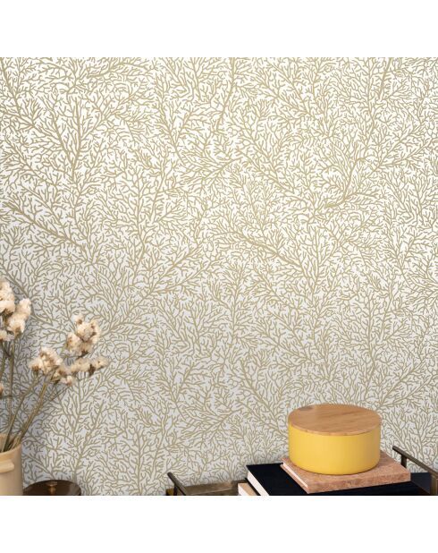 Papier peint Vinyle Only Chips Blanc Doré - 53x1005 cm